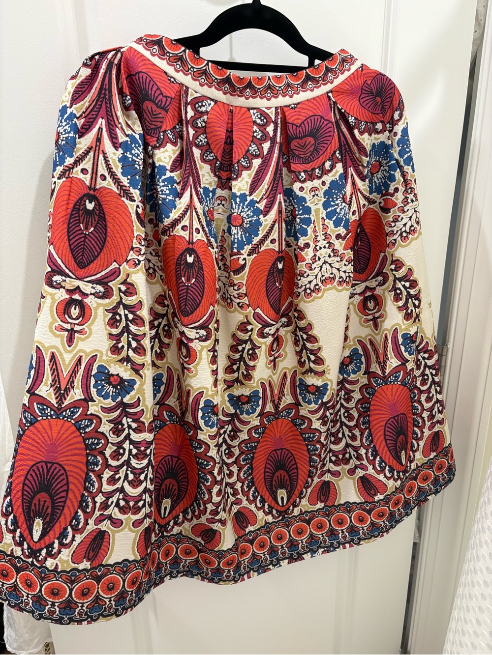 New size S with pocket Champagne $ Strawberry Red and Blue A-Line Skirt